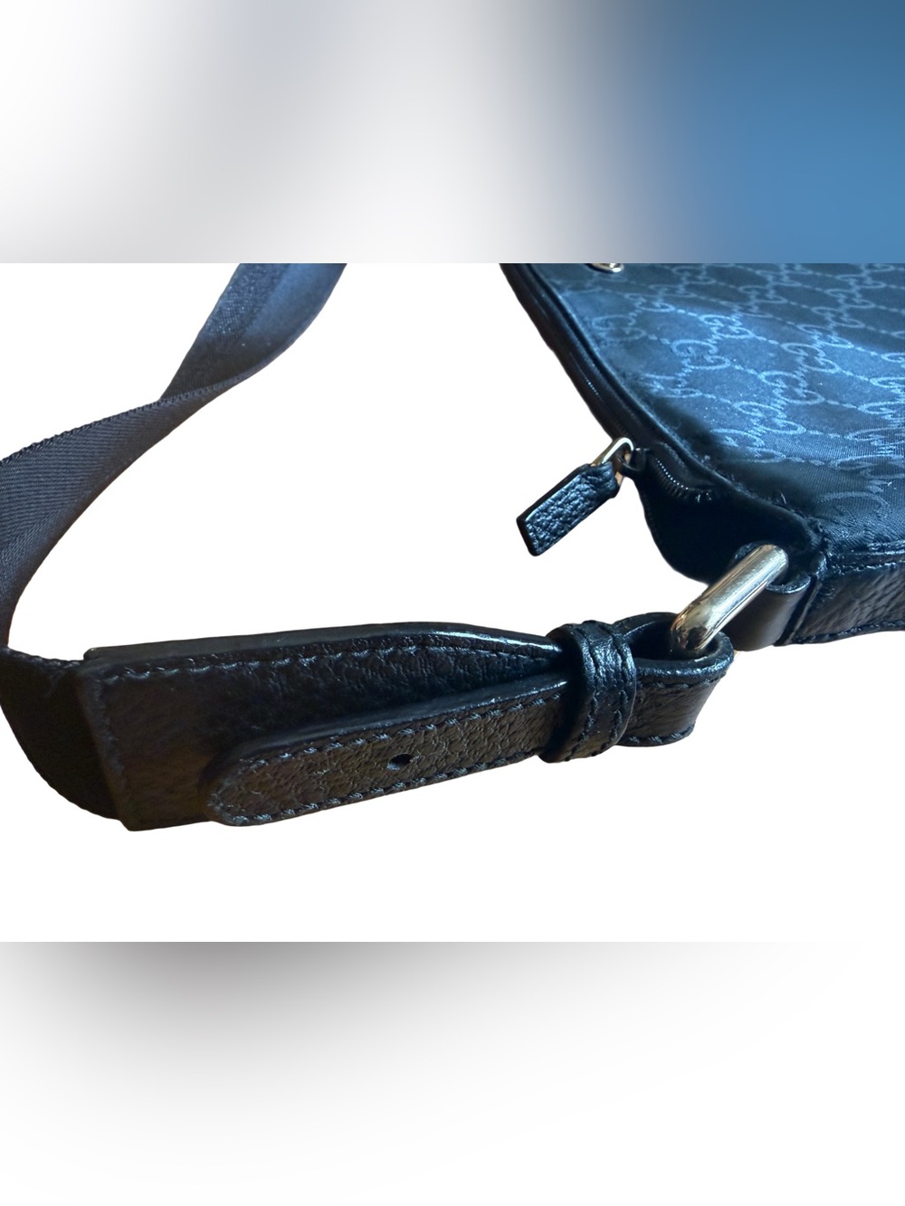 Gucci Black GG Monogram Messenger Bag with Web Strap - Picture 12 of 13
